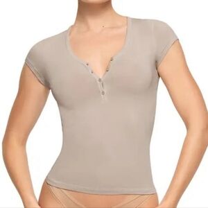 Skims Vintage Henley T-Shirt - Stone XL
